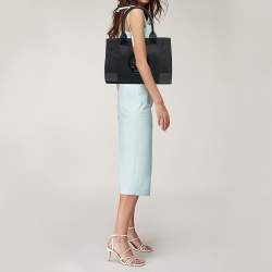 Pre Owned Tory Burch Black Nylon and Patent Leather Medium Ella Tote