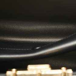 Pre Owned Tory Burch Black Croc Embossed Leather and Suede Eleanor Top Handle Bag