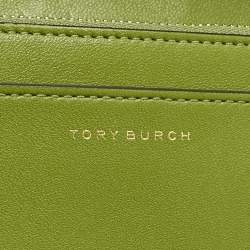 Pre Owned Tory Burch Olive Green Leather Fleming Wallet On Chain