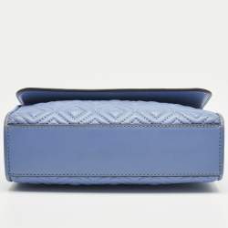Pre Owned Tory Burch Blue Leather Small Fleming Shoulder Bag