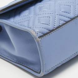 Pre Owned Tory Burch Blue Leather Small Fleming Shoulder Bag