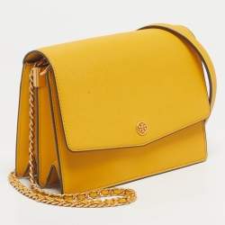 مملوكة مسبقًا حقيبة كتف توري برش روبنسون جلد أصفر قابلة للتحويل