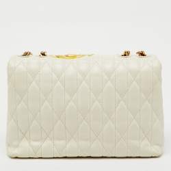 Pre Owned حقيبة كتف توري برش كيرا جلد أبيض بطبعة أزهار شيفرون