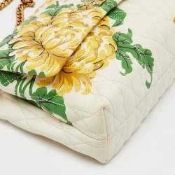 Pre Owned حقيبة كتف توري برش كيرا جلد أبيض بطبعة أزهار شيفرون