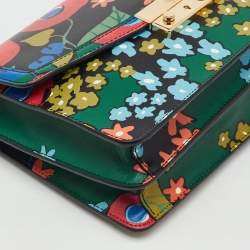 Pre Owned Tory Burch Multicolor Floral Print Leather Juliette Shoulder Bag