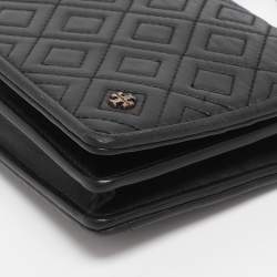 Pre Owned Tory Burch Black Leather Chain Clutch
