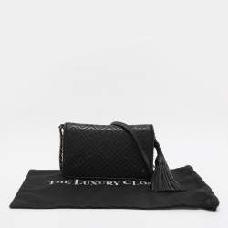 Pre Owned Tory Burch Black Leather Chain Clutch