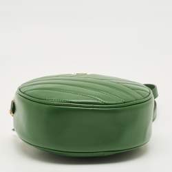 Pre Owned حقيبة كتف دائرية توري برش كيرا جلد أخضر متموج