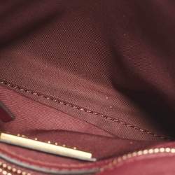 Pre Owned Tory Burch Burgundy Quilted Leather Fleming Tassel Crossbody Bag