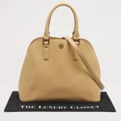 مملوكة مسبقًا Tory Burch Cream Leather Robinson Dome Bag
