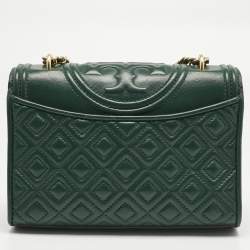 Pre Owned Tory Burch Green Quilted Leather Small Fleming Shoulder Bag