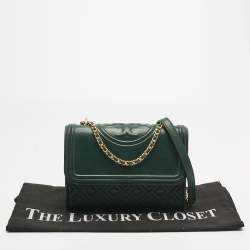 Pre Owned Tory Burch Green Quilted Leather Small Fleming Shoulder Bag