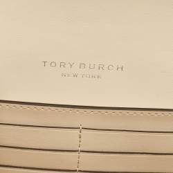 Pre Owned Tory Burch Beige Quilted Leather Willa Wallet On Chain