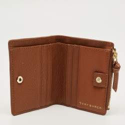 Pre Owned Tory Burch Brown Leather Harper Bifold Wallet
