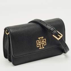 Pre Owned حقيبة كتف توري برش بريتن جلد أسود