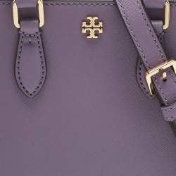 Pre Owned Tory Burch Lilac Leather Mini Emerson Shopper Tote