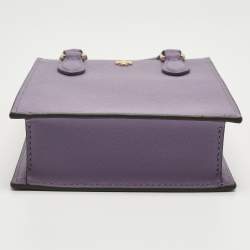 Pre Owned Tory Burch Lilac Leather Mini Emerson Shopper Tote