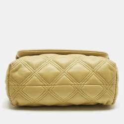 Pre Owned Tory Burch Yellow Quilted Leather Small Fleming Shoulder Bag