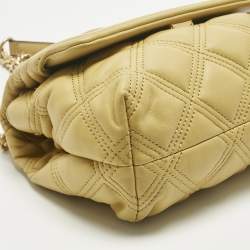 Pre Owned Tory Burch Yellow Quilted Leather Small Fleming Shoulder Bag
