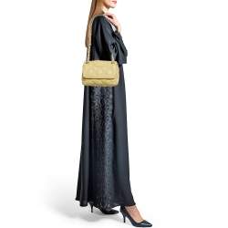 Pre Owned Tory Burch Yellow Quilted Leather Small Fleming Shoulder Bag