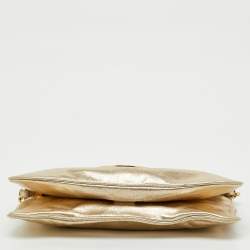 Pre Owned Tory Burch Metallic Gold Leather Reva Chain Clutch