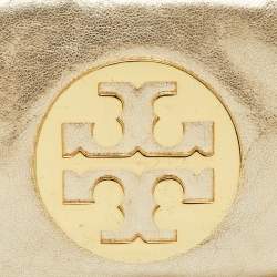 Pre Owned Tory Burch Metallic Gold Leather Reva Chain Clutch