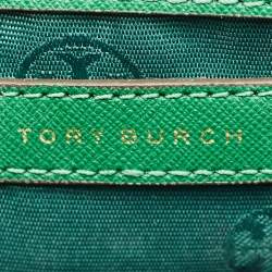 Pre Owned Tory Burch Green Leather Emerson Envelope Shoulder Bag
