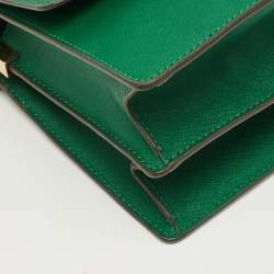 Pre Owned Tory Burch Green Leather Emerson Envelope Shoulder Bag