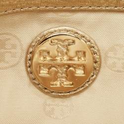 Pre Owned Tory Burch Gold Leather Britten Flap Crossbody Bag