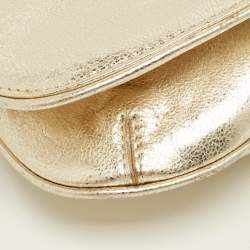 Pre Owned Tory Burch Gold Leather Reva Chain Clutch