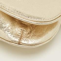 Pre Owned Tory Burch Gold Leather Reva Chain Clutch