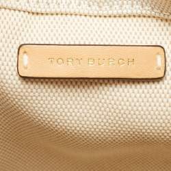Pre Owned Tory Burch Tan/Natural Straw Mini Ella Basket Tote