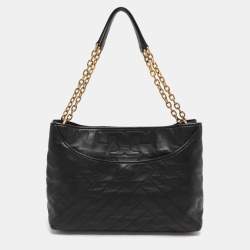 Pre Owned Tory Burch Black Quilted Leather Alexa Tote
