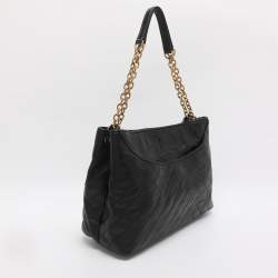 Pre Owned Tory Burch Black Quilted Leather Alexa Tote