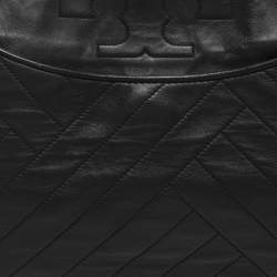 Pre Owned Tory Burch Black Quilted Leather Alexa Tote