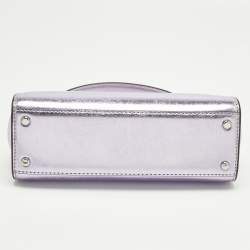 Pre Owned Tory Burch Metallic Purple Leather Mini Eleanor Top Handle Bag