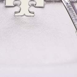 Pre Owned Tory Burch Metallic Purple Leather Mini Eleanor Top Handle Bag