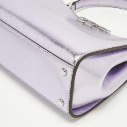 Pre Owned Tory Burch Metallic Purple Leather Mini Eleanor Top Handle Bag