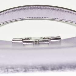 Pre Owned Tory Burch Metallic Purple Leather Mini Eleanor Top Handle Bag