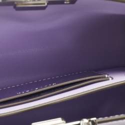 Pre Owned Tory Burch Metallic Purple Leather Mini Eleanor Top Handle Bag