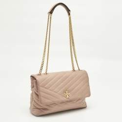 Pre Owned Tory Burch Pink Quilted Leather Kira Shoulder Bag