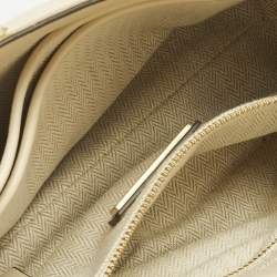 Pre Owned Tory Burch Beige/Yellow Quilted Leather Floral Kira Shoulder Bag