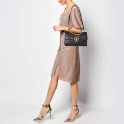 Pre Owned Tory Burch Black Leather and Suede Miller Shoulder Bag