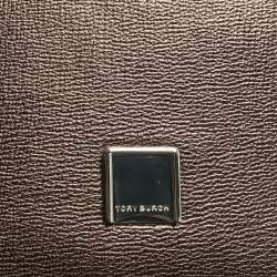 Pre Owned Tory Burch Dark Burgundy Leather Mini Bon Bon Top Handle Bag