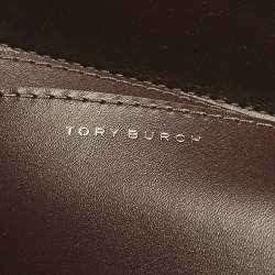 Pre Owned Tory Burch Dark Burgundy Leather Mini Bon Bon Top Handle Bag