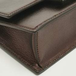 Pre Owned Tory Burch Dark Burgundy Leather Mini Bon Bon Top Handle Bag