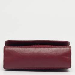 Pre Owned Tory Burch Burgundy Embossed Leather Marion Shoulder Bag