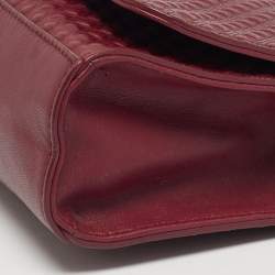 Pre Owned Tory Burch Burgundy Embossed Leather Marion Shoulder Bag
