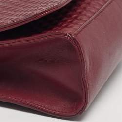 Pre Owned Tory Burch Burgundy Embossed Leather Marion Shoulder Bag