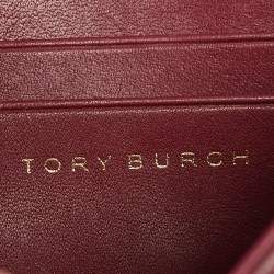 Pre Owned Tory Burch Burgundy Embossed Leather Marion Shoulder Bag